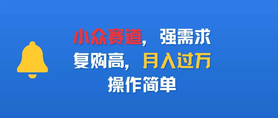 小众赛道，强需求，复购高，月入过万，操作简单-七量思维