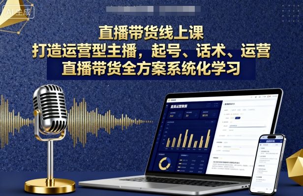 直播带货线上课，打造运营型主播，起号、话术、运营，直播带货全方案系统化学习-七量思维