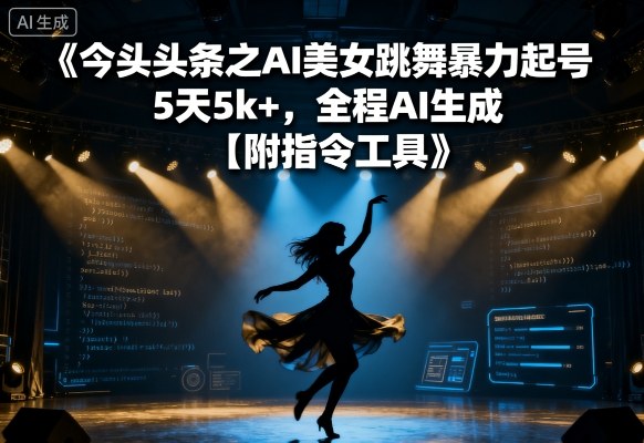 今日头条之AI美女跳舞暴力起号，5天1k+，全程AI生成【附指令工具】-七量思维