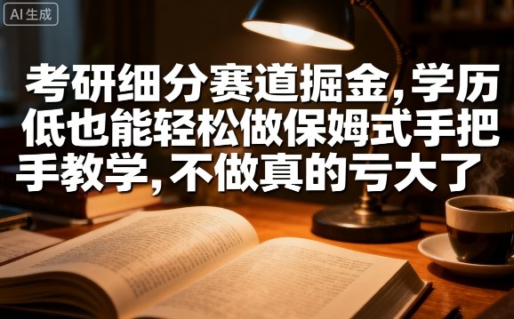 考研细分赛道掘金，日入1k+，学历低也能轻松做保姆式手把手教学，不做真的亏大了【揭秘】-七量思维