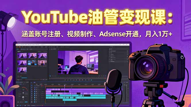 2025YouTube油管变现课：涵盖账号注册、视频制作、Adsense开通，月入1万+-七量思维