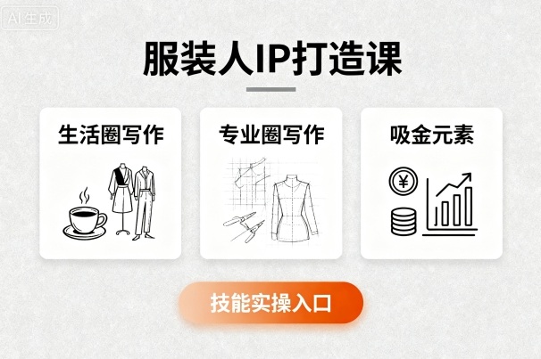 服装人IP打造课，文案创富+生活圈写作+专业圈写作+服装人专属+吸金元素+技能实操-七量思维