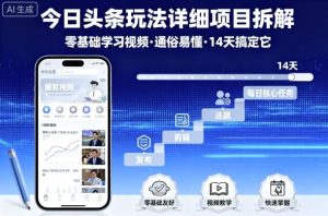 今日头条玩法详细项目拆解，零基础学习视频 通俗易懂 14天搞定它-七量思维