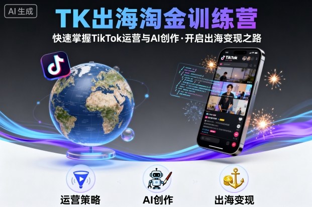 TK出海淘金训练营，助你快速掌握TikTok运营与AI创作，开启出海变现之路-七量思维