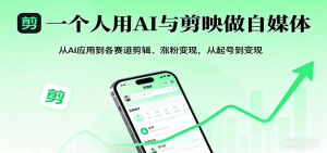 一个人用AI与剪映做自媒体，从AI应用到各赛道剪辑、涨粉变现，从起号到变现-七量思维