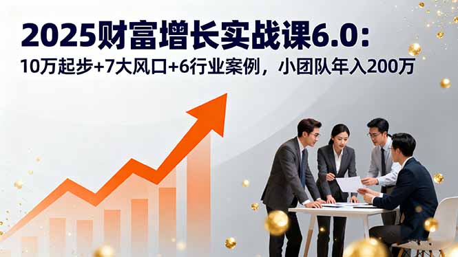 2025财富增长实战课6.0：10万起步+7大风口+6行业案例，小团队年入200万-七量思维