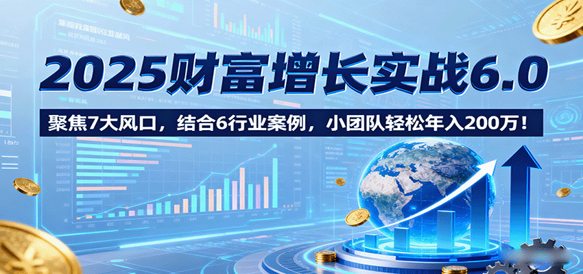 2025财富增长实战6.0，聚焦7大风口，结合6行业案例，小团队轻松年入200万！-七量思维