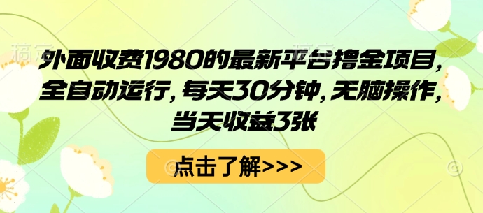 外面收费1980的最新平台撸金项目，全自动运行，每天30分钟，无脑操作，当天收益3张【揭秘】-七量思维