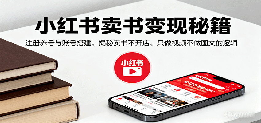 小红书卖书变现秘籍，注册养号与账号搭建，揭秘卖书不开店、只做视频不做图文的逻辑-七量思维