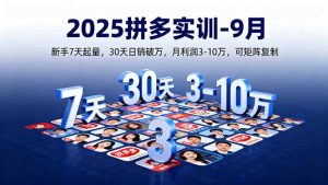 2025拼多多实训-9月:新手7天起量,30天日销破万,月利润3-10万,可矩阵复制-七量思维