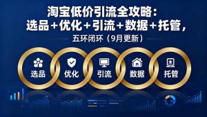 淘宝低价引流全攻略:选品+优化+引流+数据+托管,五环闭环(9月更新-七量思维