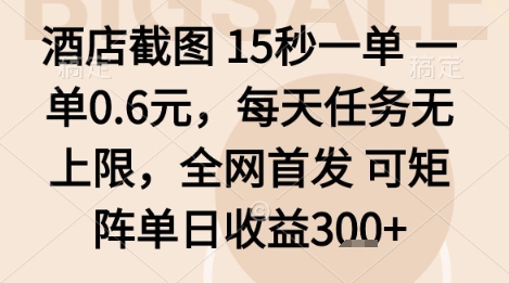 酒店截图项目，15秒一单，一单0.6米，每天任务无上限，全网首发可矩阵单日收益3张+【揭秘】-七量思维