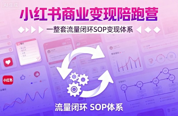 小红书商业变现陪跑营，轻IP矩阵 私域获客 聚光投流，一整套流量闭环SOP变现体系-七量思维