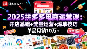 2025拼多多电商运营课:开店基础+流量运营+爆单技巧,单品月销10万+-七量思维