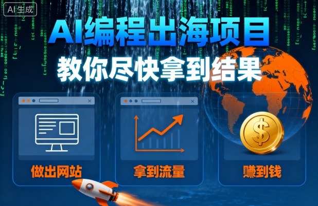 AI编程出海项目，教你尽快拿到结果-做出网站、拿到流量、賺到钱-七量思维