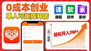 拼多多虚拟电商，0成本，单人可矩阵开店，轻松月入3W+-七量思维