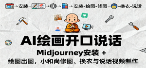 AI绘画开口说话,Midjourney安装 + 绘图出图,小和尚修图、换衣与说话视频制作-七量思维