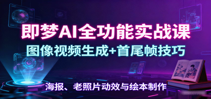 即梦AI全功能实战课：图像视频生成+首尾帧技巧，海报、老照片动效与绘本制作-七量思维