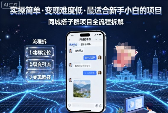实操简单，变现难度低，最适合新手小白做的项目，每天轻松收入3张，同城搭子群项目全流程拆解-七量思维