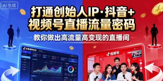 25年直播9-10两期线下课，打通创始人IP，抖音+视频号直播流量密码，教你做出高流量高变现的直播间-七量思维
