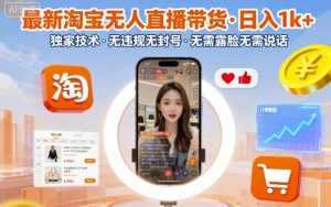 最新淘宝无人直播带货，日入1k+，独家技术，无违规无封号，无需露脸无需说话【揭秘】-七量思维