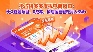 抢占拼多多虚拟电商风口：长久稳定项目，0成本，多店运营轻松月入3W+-七量思维