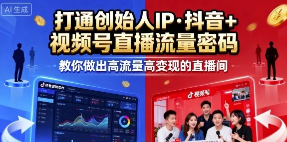 【精】25年直播9-10两期线下课，打通创始人IP，抖音+视频号直播流量密码，教你做出高流量高变现的直播间-七量思维