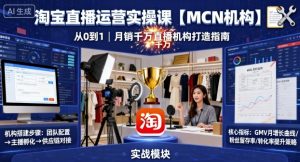淘宝直播运营实操课【MCN机构】,从0到1做一家月销千W的直播机构-七量思维