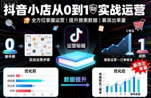 抖音小店从0到1实战运营，帮你全方位掌握小店运营，提升搜索数据与出单量-七量思维
