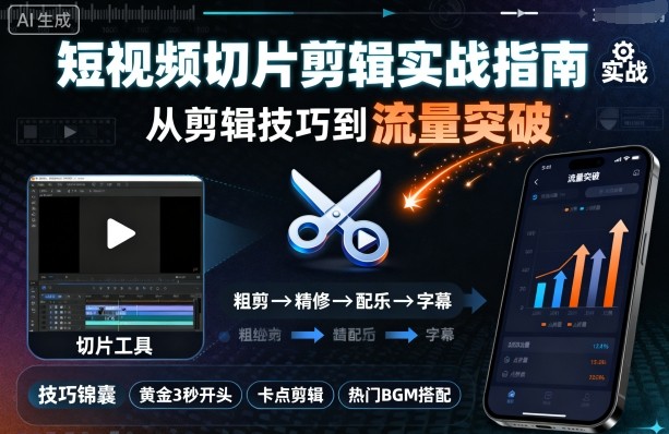 短视频切片剪辑实战指南，从剪辑技巧到流量突破-七量思维