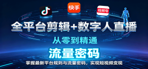 全平台剪辑+数字人直播,从零到精通,掌握最新平台规则与流量密码,实现短视频变现-七量思维