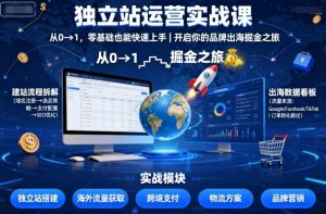 独立站运营实战课，​从0到1，零基础也能快速上手，开启你的品牌出海掘金之旅-七量思维