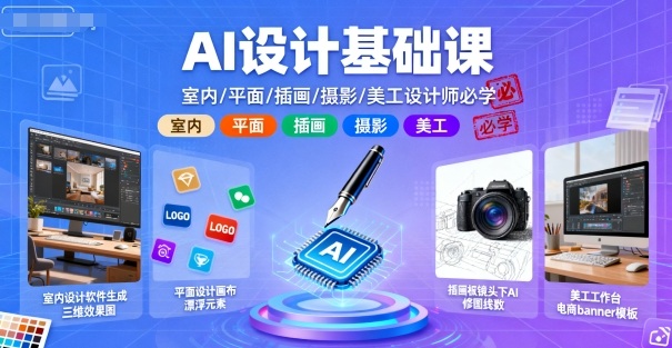 AI设计基础课，室内、平面、插画、摄影、美工设计师必学的-七量思维