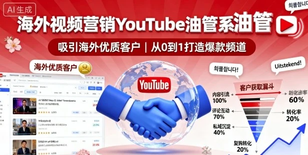 【精】海外视频营销YouTube油管系列课程，吸引海外优质客户-七量思维