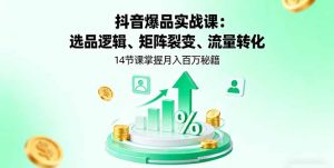 抖音爆品实战课：选品逻辑、矩阵裂变、流量转化，14节课掌握月入百万秘籍-七量思维