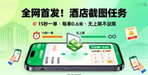 全网首发！酒店截图任务，15秒一单，每单0.6米，任务无上限不设限，矩阵操作单日3张到手【揭秘】-七量思维