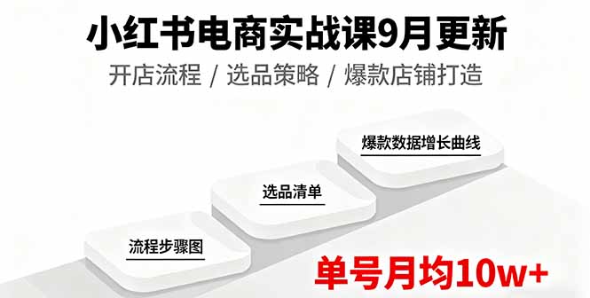 小红书电商实战课9月更新，开店流程/选品策略/爆款店铺打造，单号月均10w+-七量思维