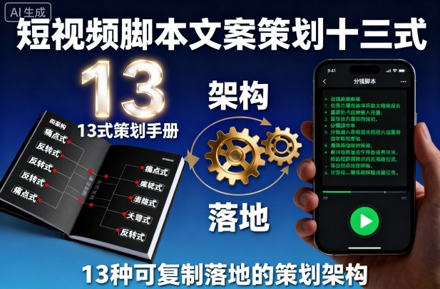 短视频脚本文案策划十三式，13种可复制落地的策划架构-七量思维