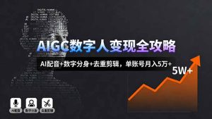 AIGC数字人变现全攻略，AI配音+数字分身+去重剪辑，单账号月入5万+-七量思维