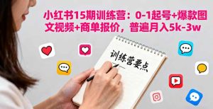 小红书15期训练营：0-1起号+爆款图文视频+商单报价，普遍月入5k-3w-七量思维