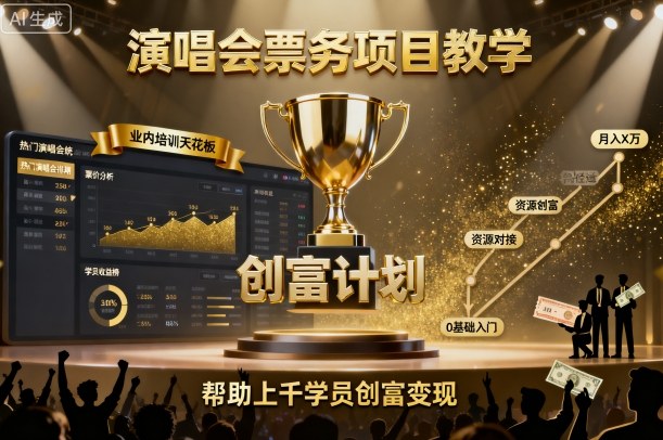 演唱会票务项目教学，业内培训天花板，帮助上千学员创富变现-七量思维