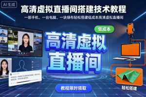 高清虚拟直播间搭建技术教程，一部手机、一台电脑、一块绿布轻松搭建低成本高清虚拟直播间-七量思维
