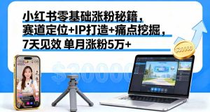 小红书零基础涨粉秘籍，赛道定位+IP打造+痛点挖掘，7天见效 单月涨粉5万+-七量思维