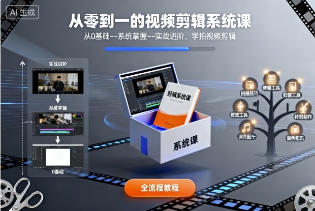 从零到一的视频剪辑系统课，从0基础–系统掌握–实战进阶，学拍视频剪辑-七量思维