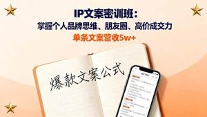 (16167期)IP文案密训班:掌握个人品牌思维、朋友圈、高价成交力,单条文案营收5w+-七量思维