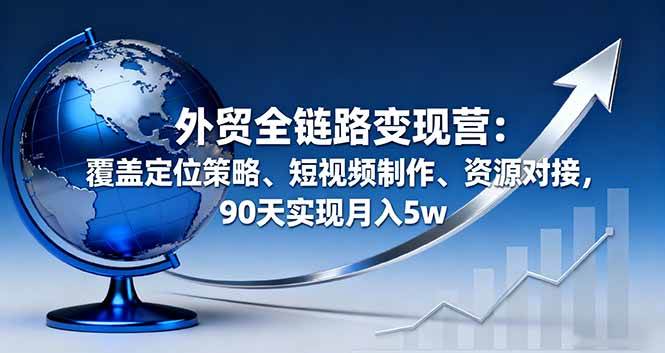 （16173期）外贸全链路变现营：覆盖定位策略、短视频制作、资源对接，90天实现月入5w-七量思维