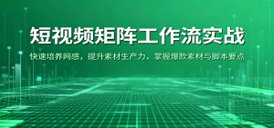 短视频矩阵工作流实战:快速培养网感,提升素材生产力,掌握爆款素材与脚本要点-七量思维