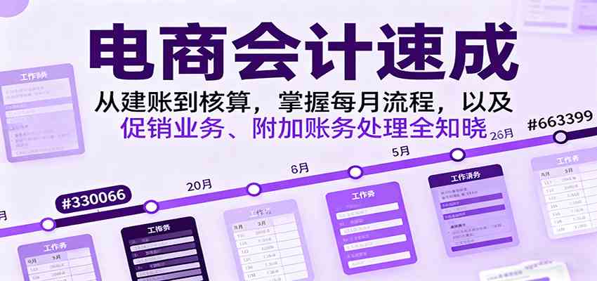 电商会计速成，从建账到核算，掌握每月流程，以及促销业务、附加账务处理全知晓-七量思维