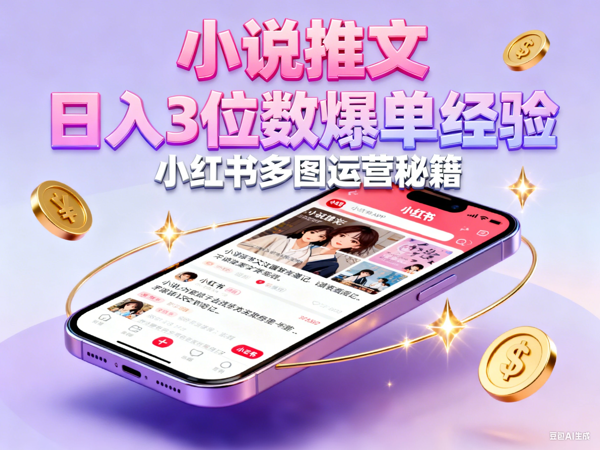 小说推文 小红书多图每天稳定3位数收益爆单大佬经验分享-七量思维
