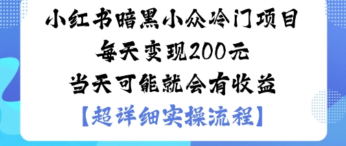 小红书暗黑小众冷门项目每天变现2张当天可能就会有收益-七量思维